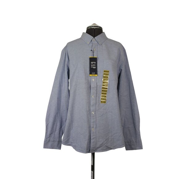 Gap men's solid blue button down collar button front classic Oxford‎ shirt - Picture 1 of 13